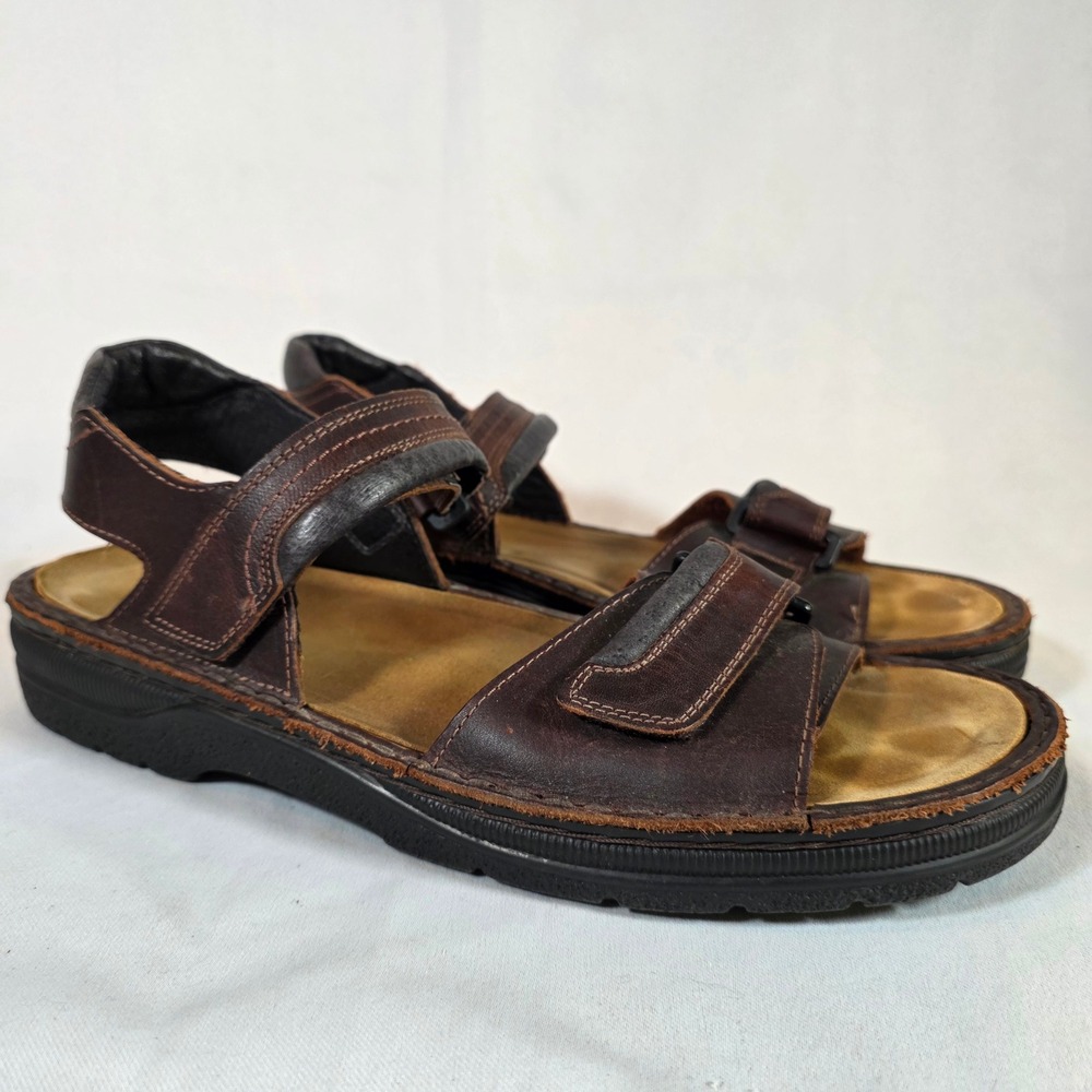 Naot Lappland Brown Mens 15 EU48 Leather Sandals Adjustable Fisherman Comfort
